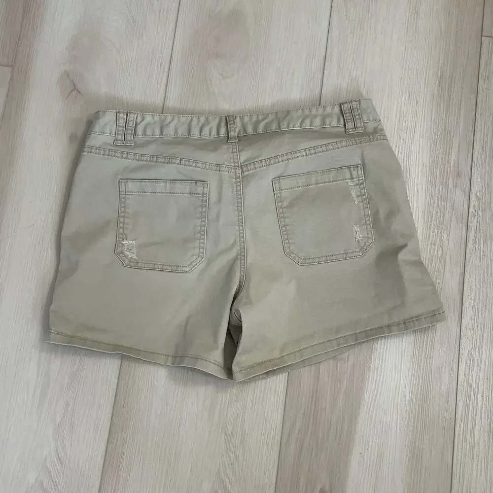 Mossimo Supply Co. Women’s 10 Khaki Utility Shorts Y2K Distressed Cargo